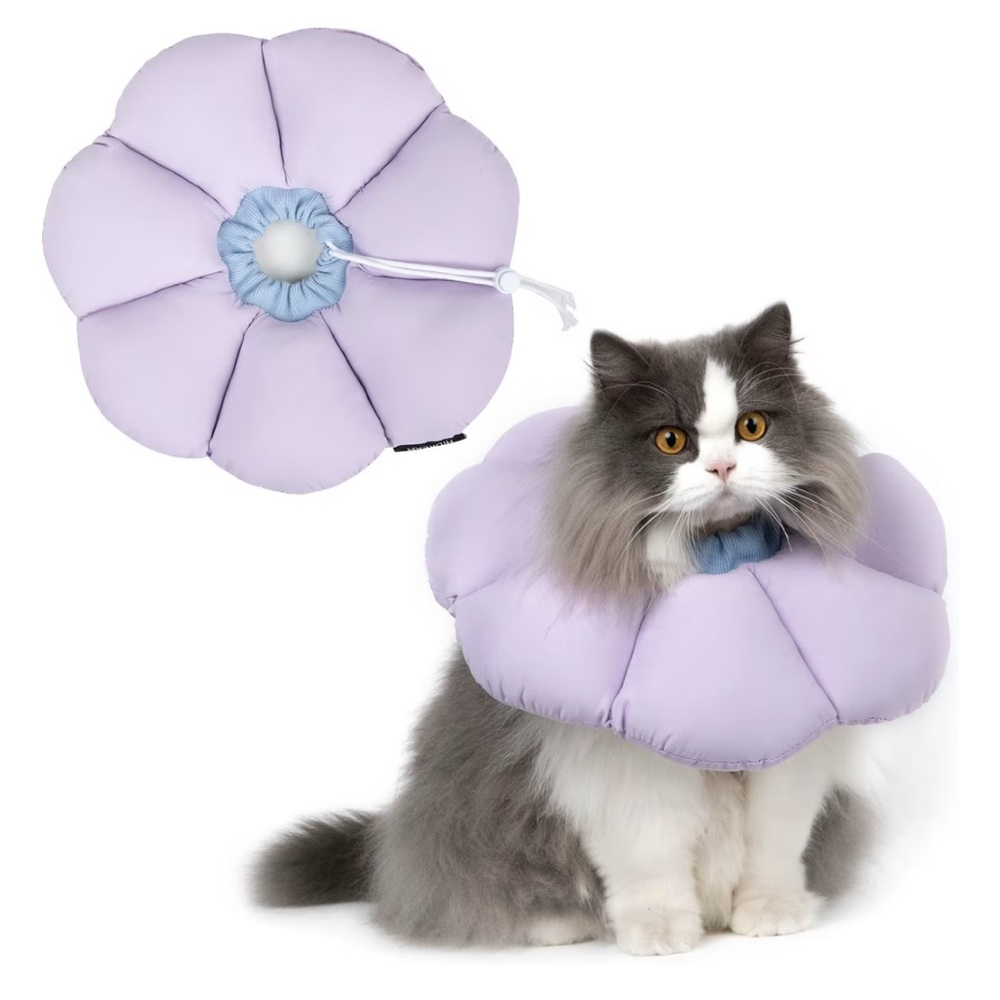 Adjustable Recovery Collar Cat Cone Protects Upper Body Wound Lavender - Large